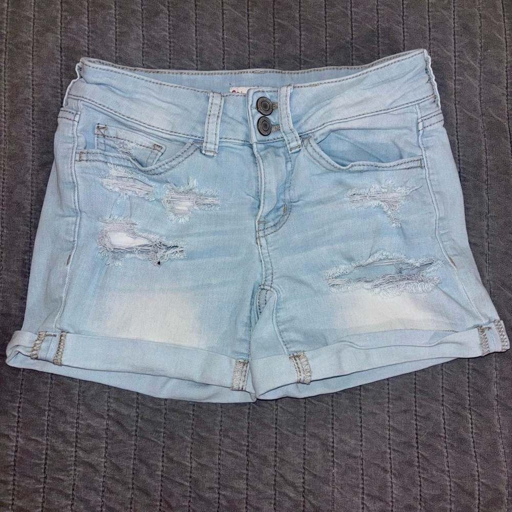 SO Light Blue Ripped Jean Shorts